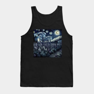 Enchanted Flower Garden Night: Delphinium Starry Floral Tank Top